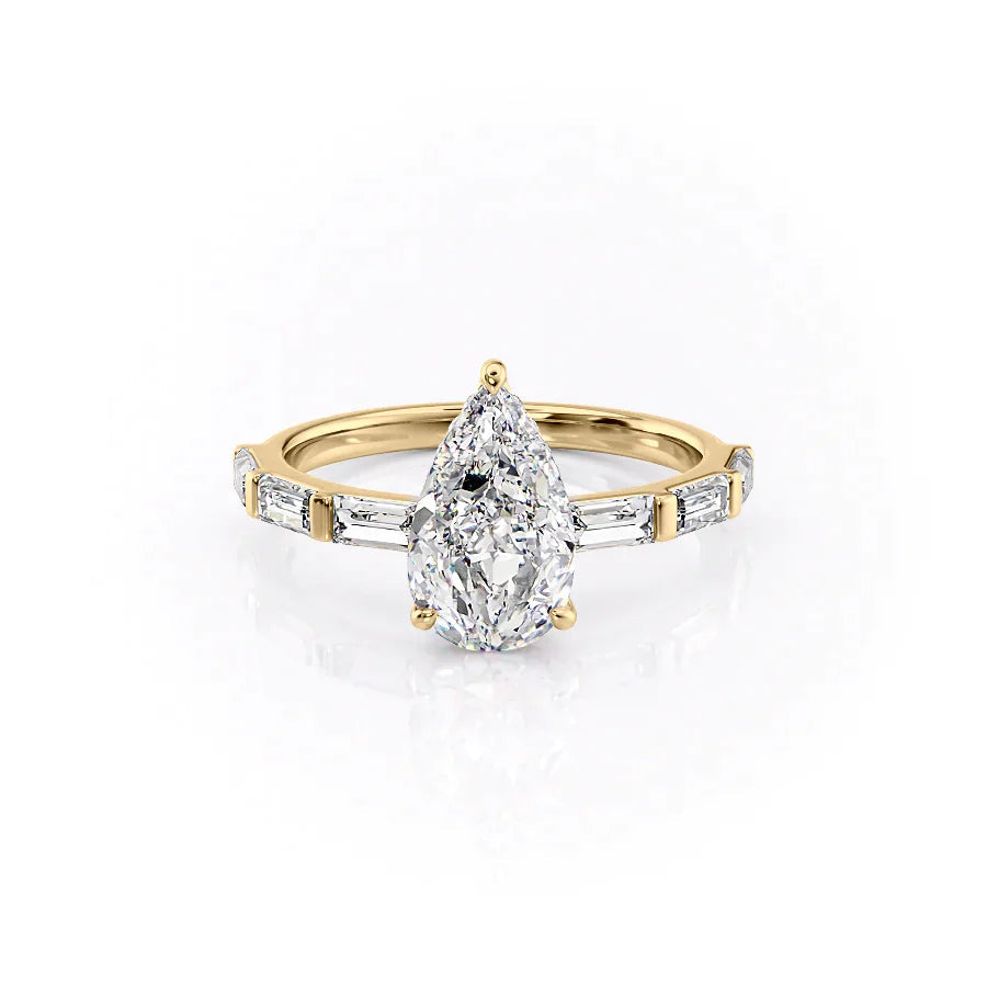 The Harmony Set With Pear Side Stone Lab Diamond 1 Carat 14K Gold#material_14k-gold