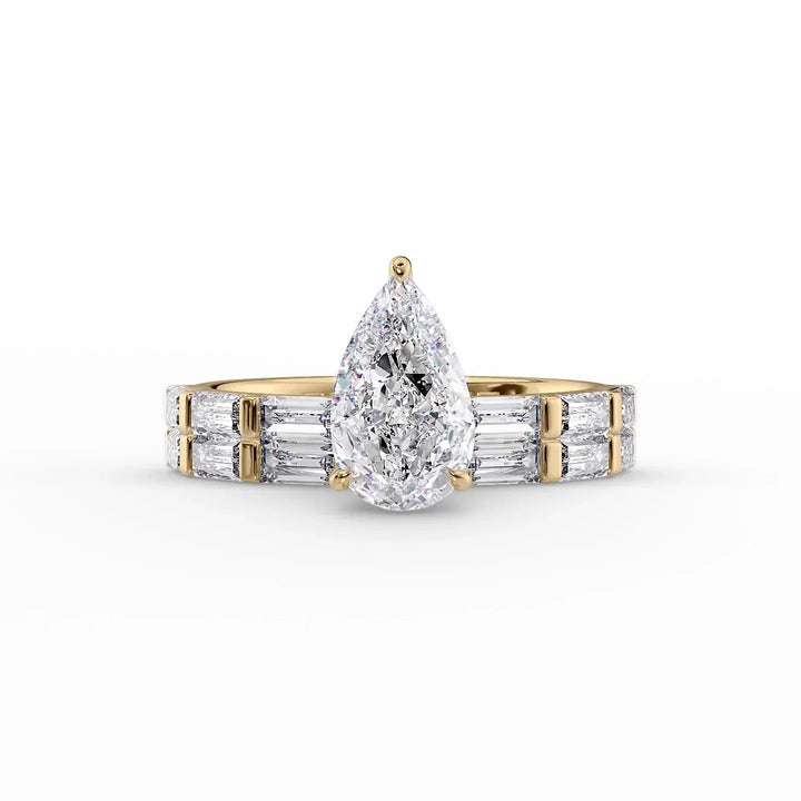 The Harmony Set With Pear Side Stone Lab Diamond 2 Carat 14K Gold#material_14k-gold