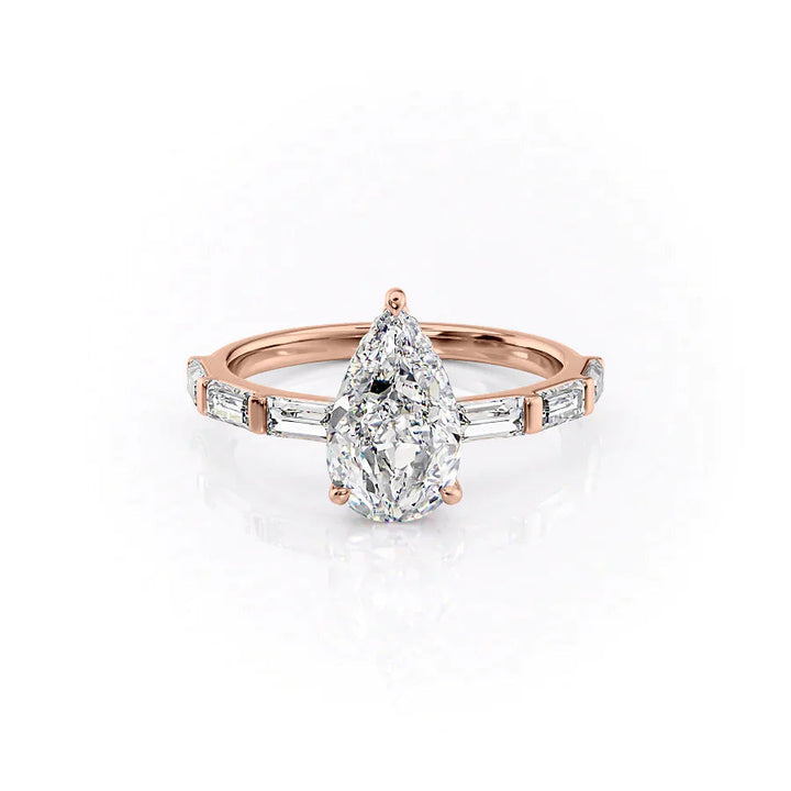 The Harmony Set With Pear Side Stone Lab Diamond 1 Carat 14K Rose#material_14k-rose