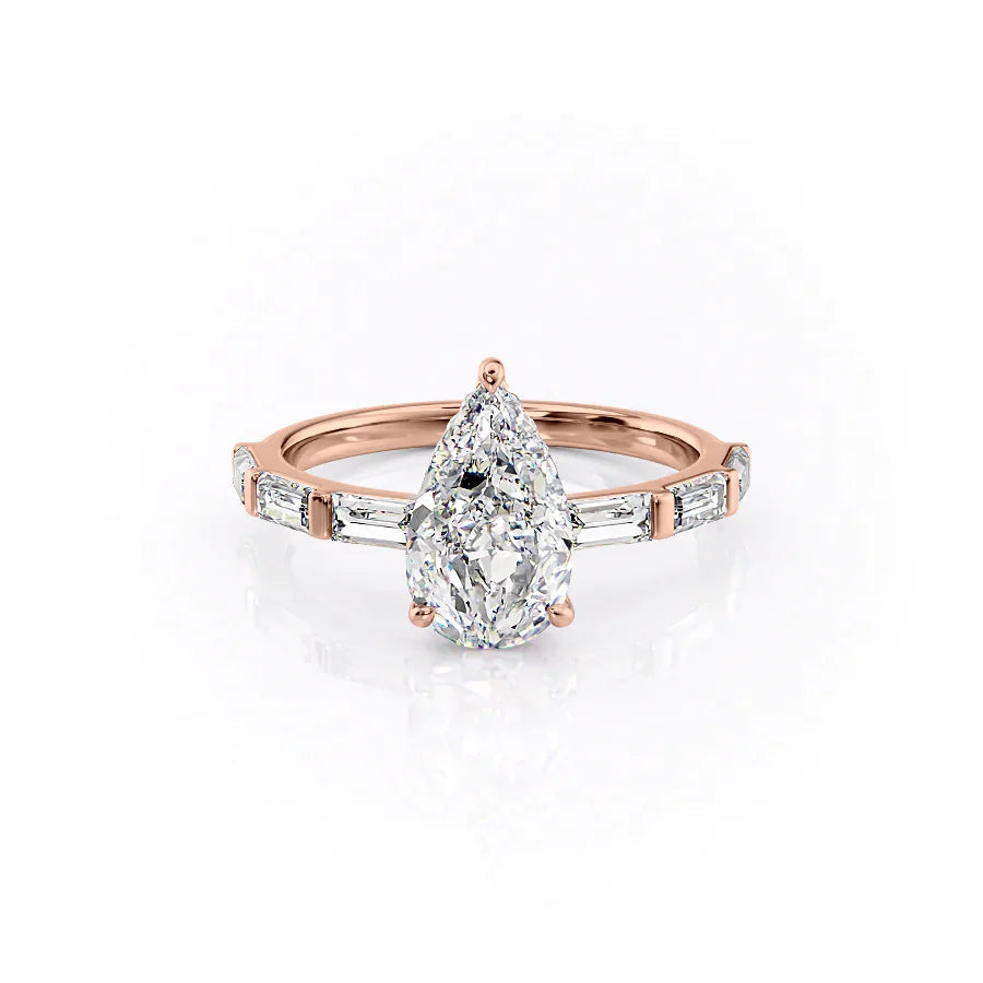 The Harmony Set With Pear Side Stone Moissanite#material_14k-rose