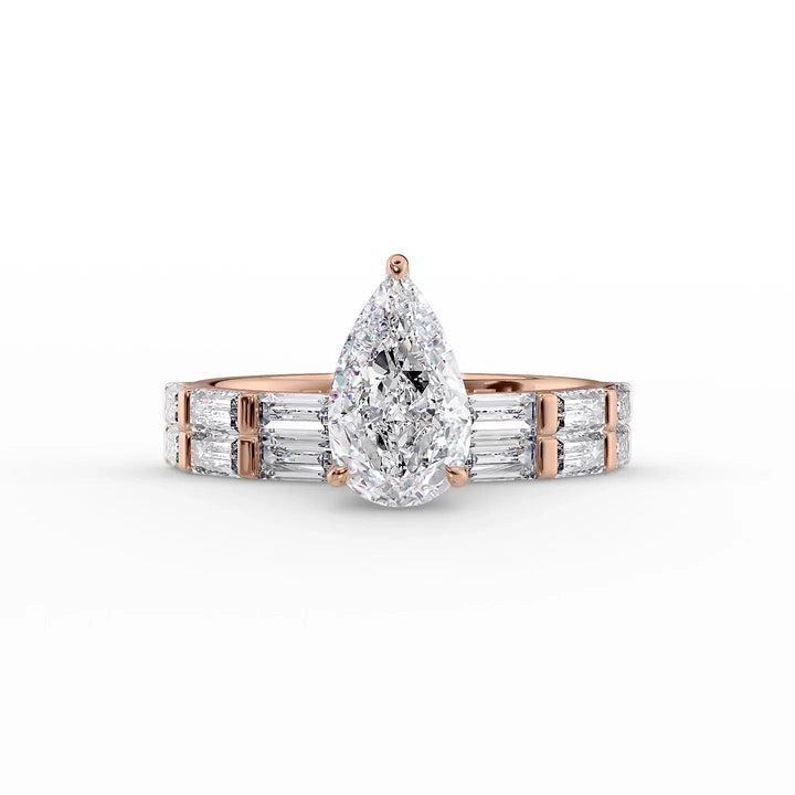 The Harmony Set With Pear Side Stone Lab Diamond 2 Carat 14K Rose#material_14k-rose