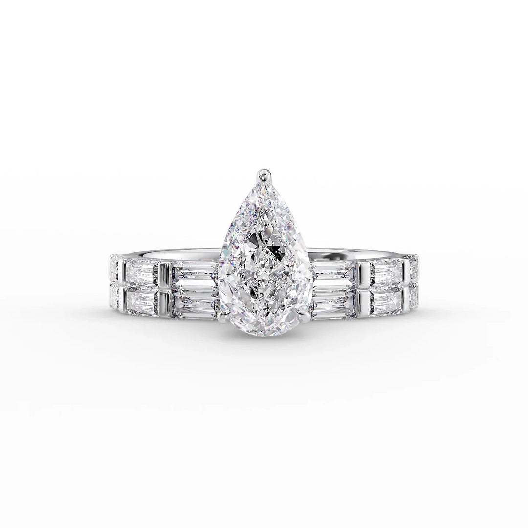 The Harmony Set With Pear Side Stone Lab Diamond 2 Carat 14K White#material_14k-white