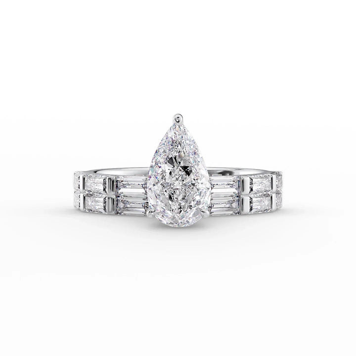 The Harmony Set With Pear Side Stone Moissanite#material_14k-white