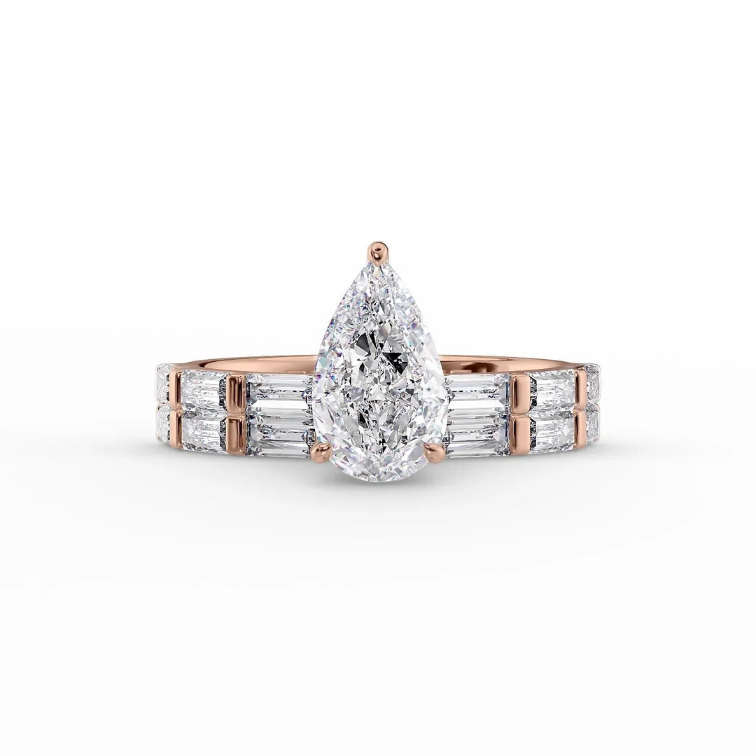 The Harmony Set With Pear Side Stone Moissanite#material_18k-rose