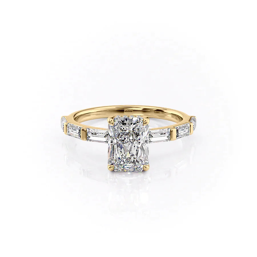 The Harmony Set With Radiant Side Stone Lab Diamond 1 Carat 14K Gold#material_14k-gold