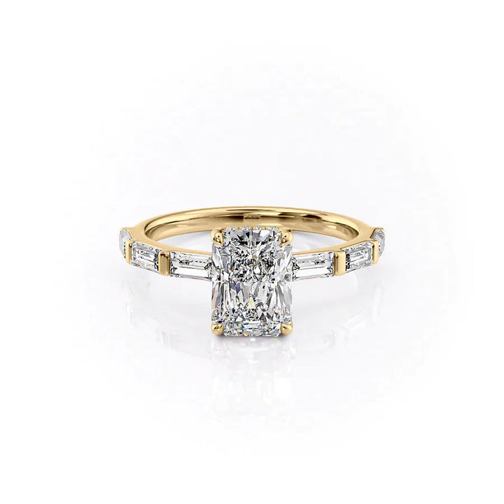 The Harmony Set With Radiant Side Stone Lab Diamond 1 Carat 14K Gold#material_14k-gold