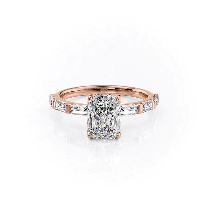 The Harmony Set With Radiant Side Stone Lab Diamond 1 Carat 14K Rose#material_14k-rose