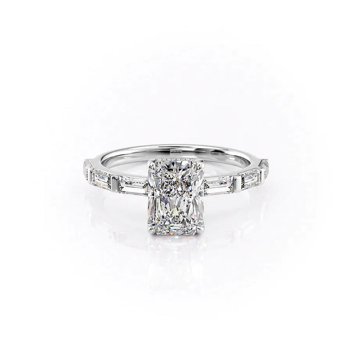 The Harmony Set With Radiant Side Stone Lab Diamond 1 Carat 14K White#material_14k-white