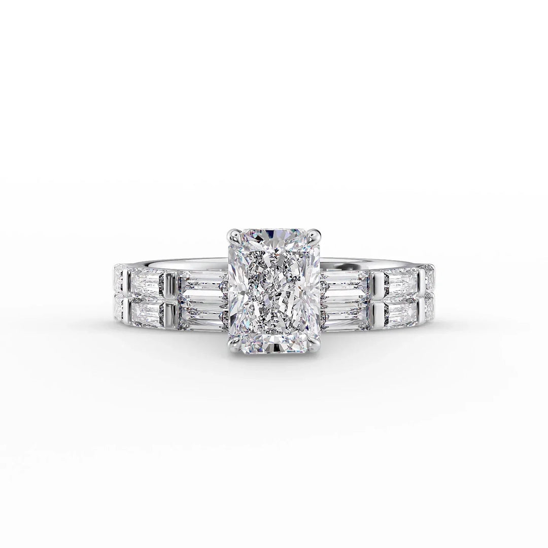 The Harmony Set With Radiant Side Stone Moissanite#material_14k-white