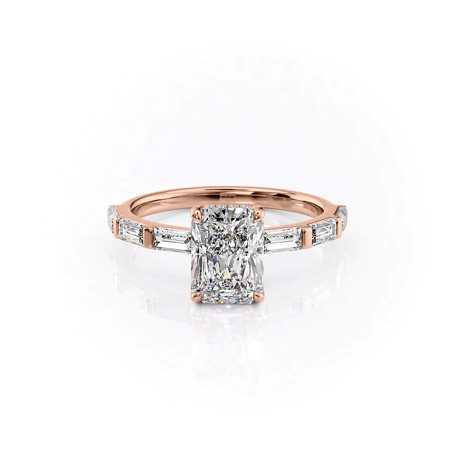 The Harmony Set With Radiant Side Stone Lab Diamond 1 Carat 18K Rose#material_18k-rose