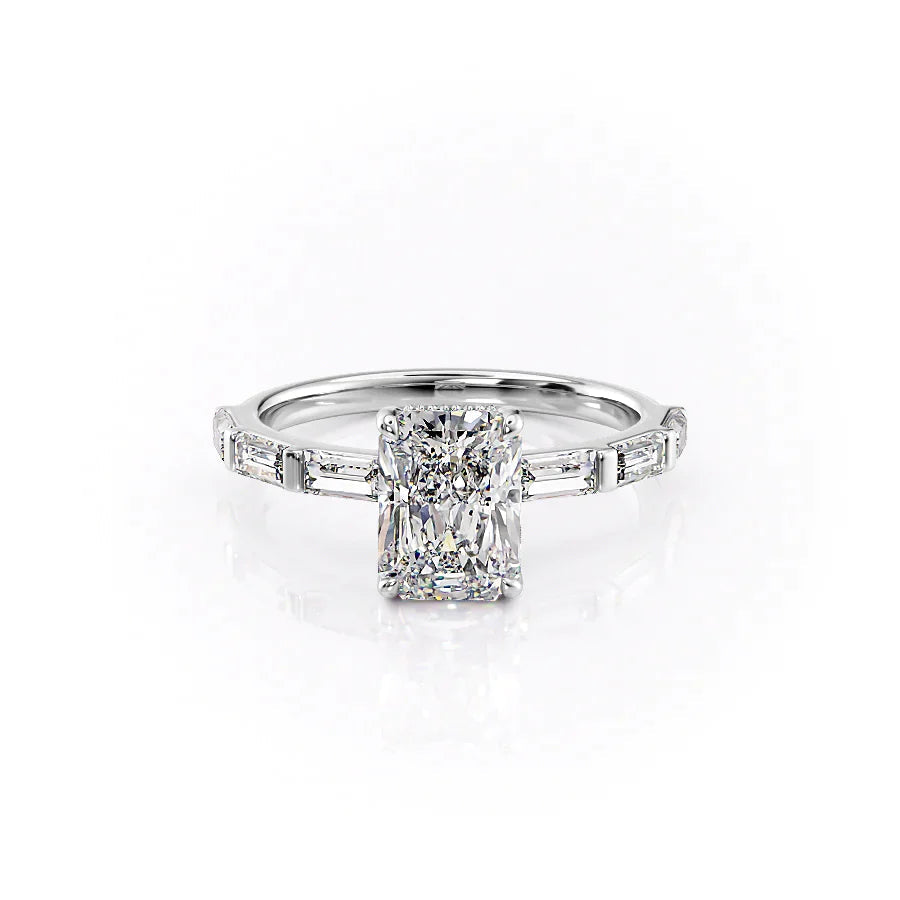 The Harmony Set With Radiant Side Stone Moissanite#material_18k-white