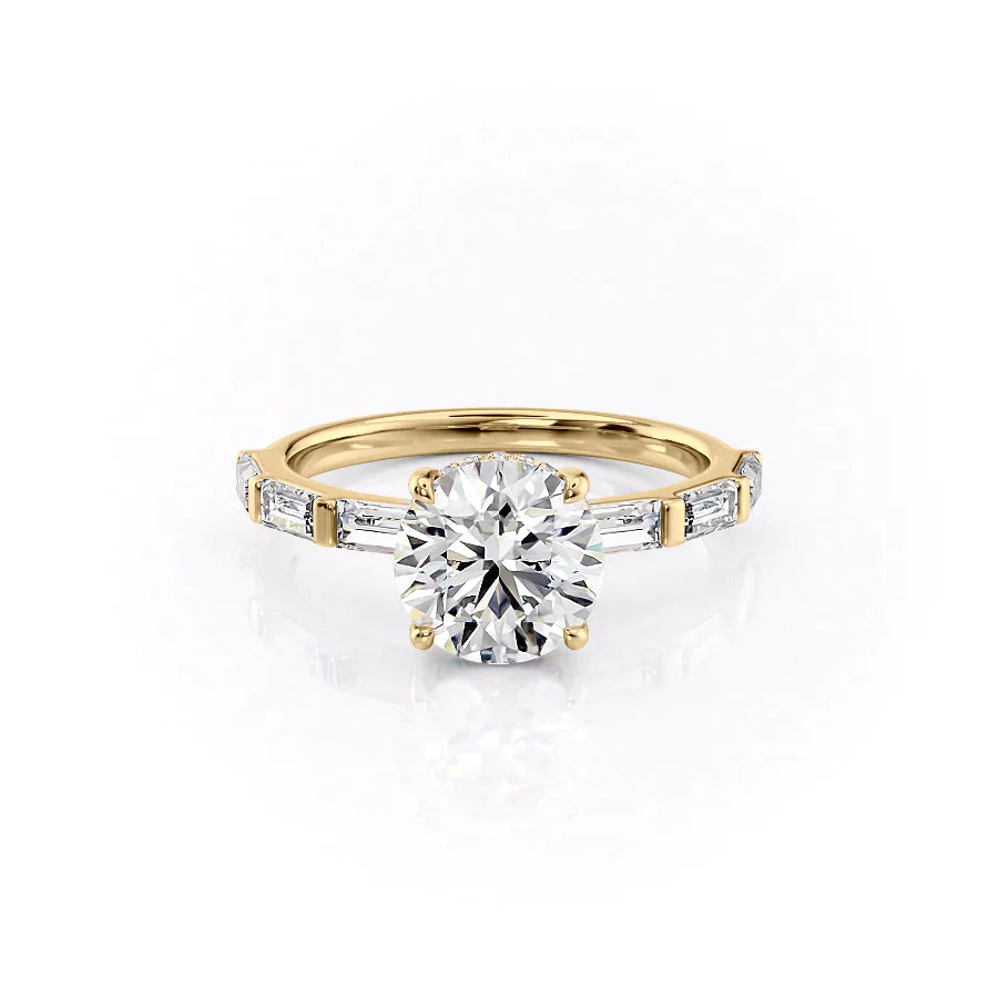 The Harmony Set With Round Side Stone Lab Diamond 1 Carat 14K Gold#material_14k-gold