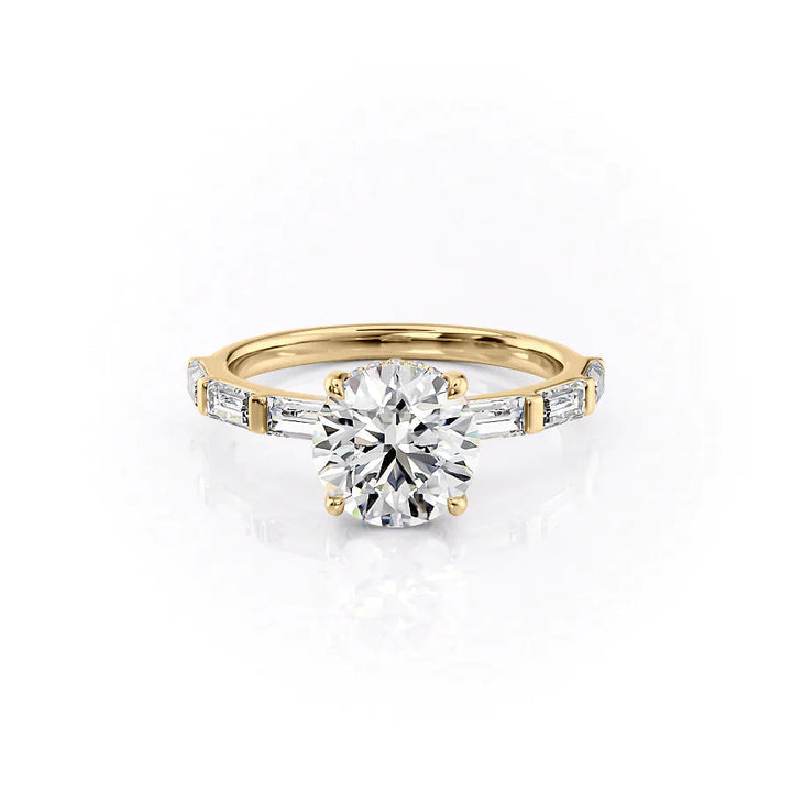 The Harmony Set With Round Side Stone Lab Diamond 1 Carat 14K Gold#material_14k-gold