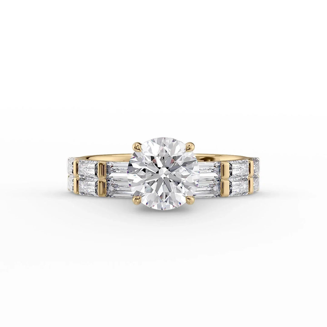 The Harmony Set With Round Side Stone Lab Diamond 2 Carat 14K Gold#material_14k-gold