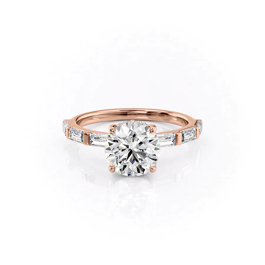 The Harmony Set With Round Side Stone Lab Diamond 1 Carat 14K Rose#material_14k-rose