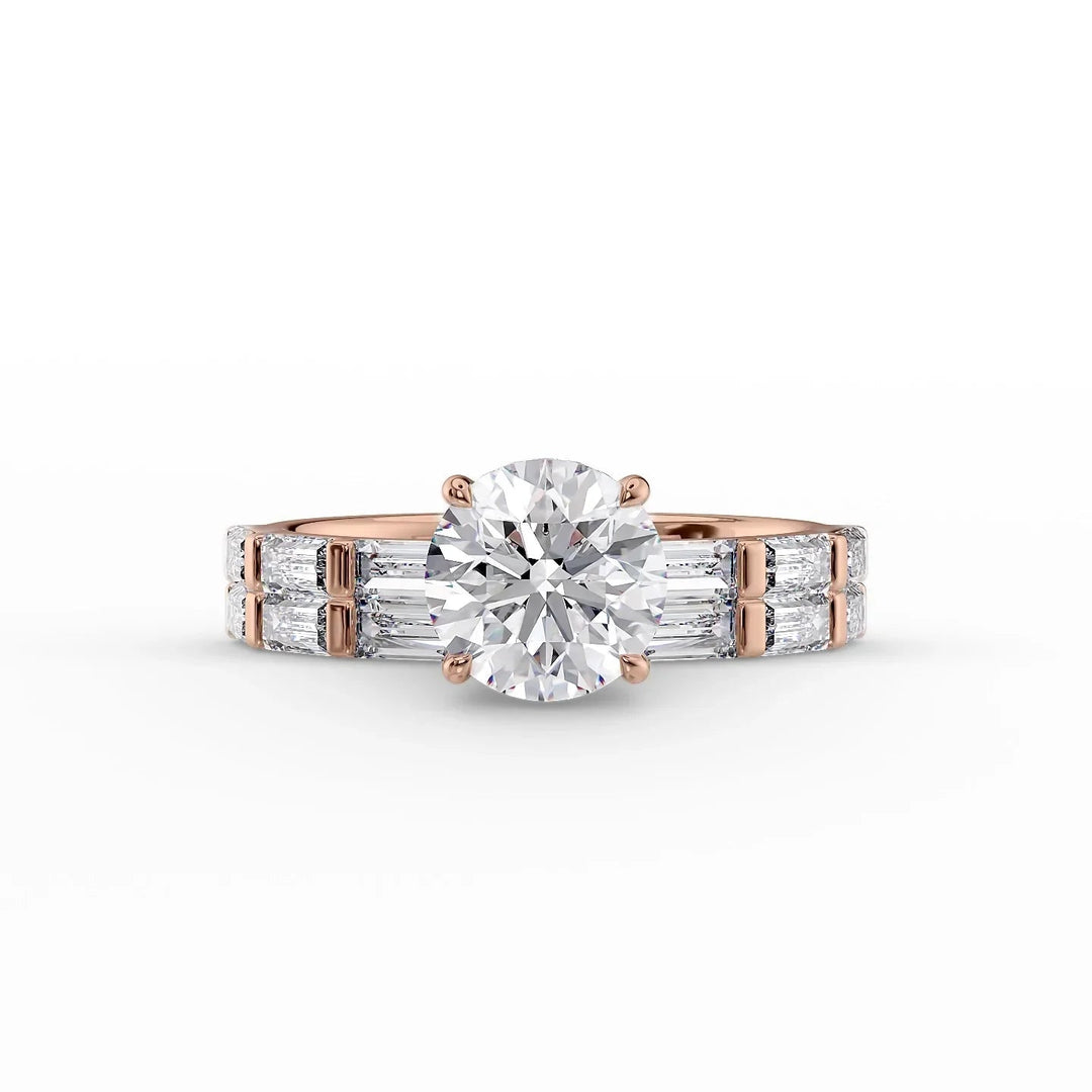 The Harmony Set With Round Side Stone Lab Diamond 2 Carat 14K Rose#material_14k-rose