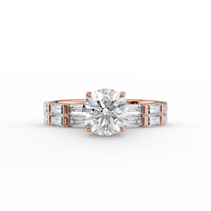 The Harmony Set With Round Side Stone Moissanite#material_14k-rose