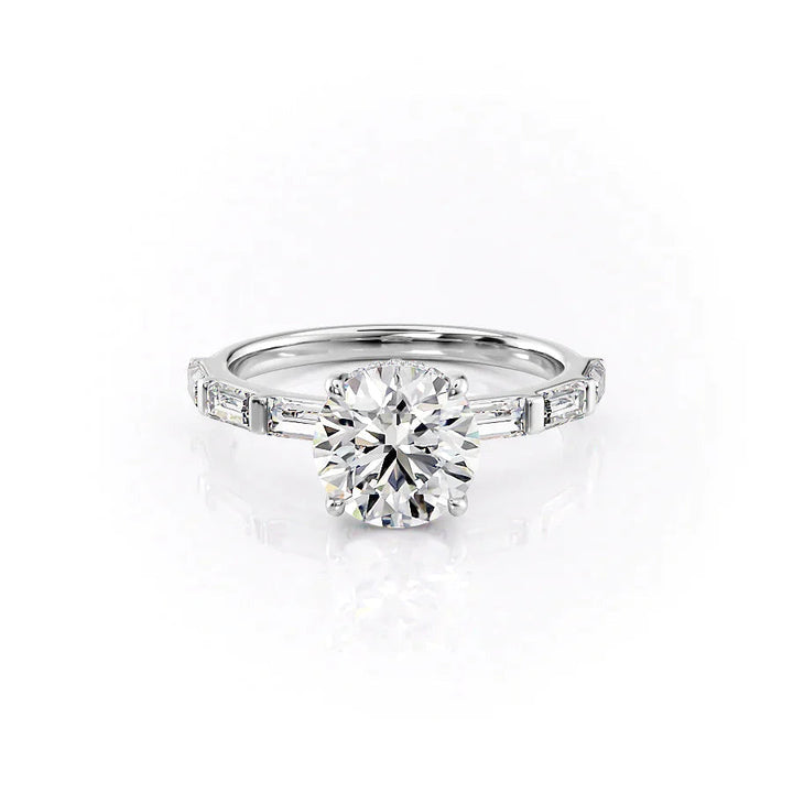 The Harmony Set With Round Side Stone Lab Diamond 1 Carat 14K White#material_14k-white