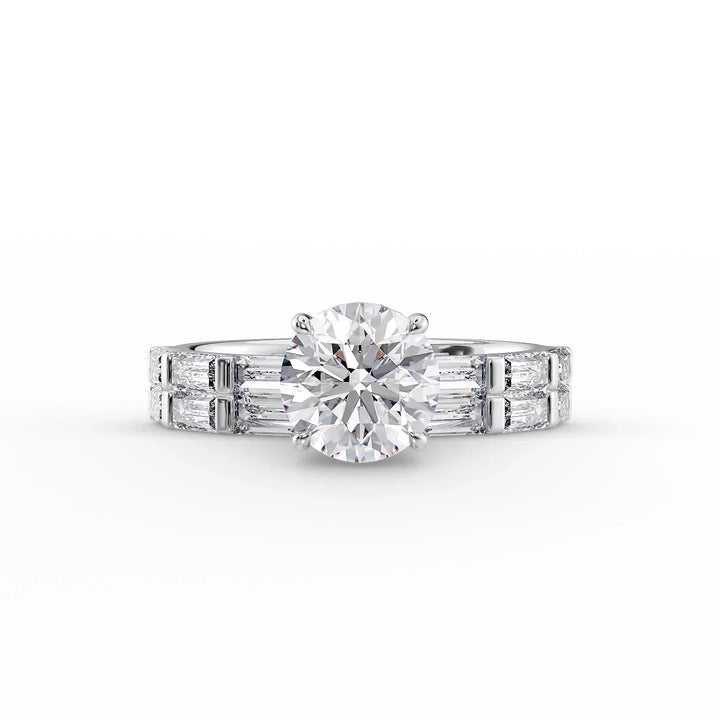 The Harmony Set With Round Side Stone Lab Diamond 2 Carat 14K White#material_14k-white