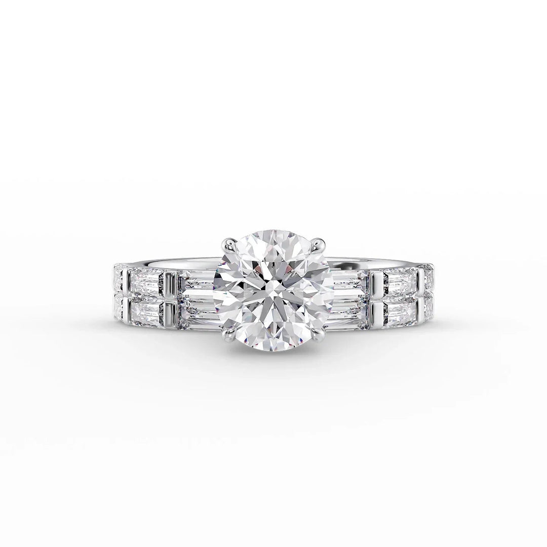 The Harmony Set With Round Side Stone Moissanite#material_14k-white