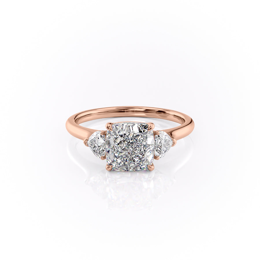 The Hearts Leona Set With Cushion Solitaire Lab Diamond 1 Carat 14K Rose#material_14k-rose