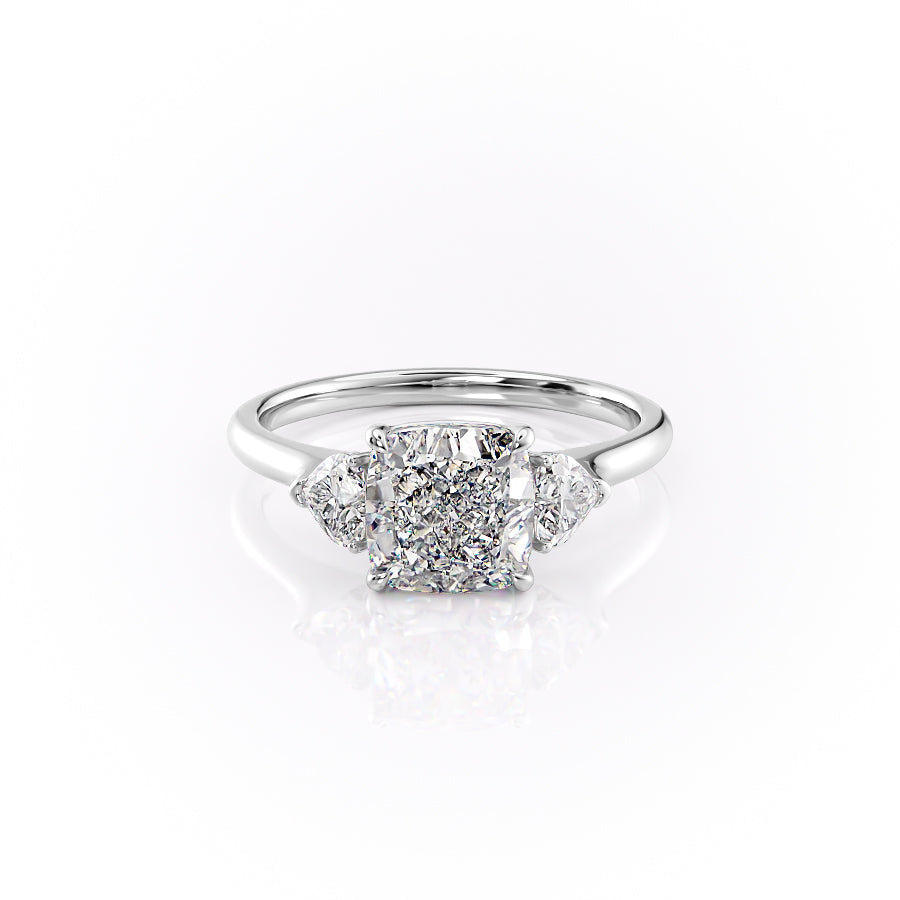 The Hearts Leona Set With Cushion Solitaire Lab Diamond 1 Carat 14K White#material_14k-white