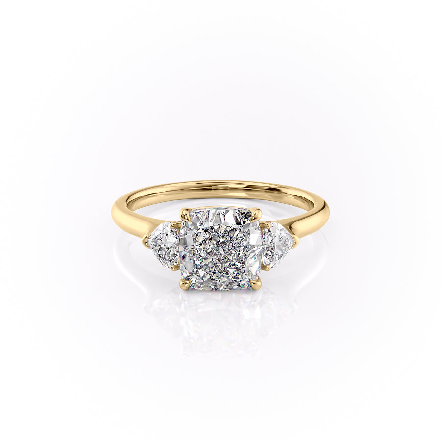 The Hearts Leona Set With Cushion Solitaire Lab Diamond 1 Carat 18K Gold#material_18k-gold