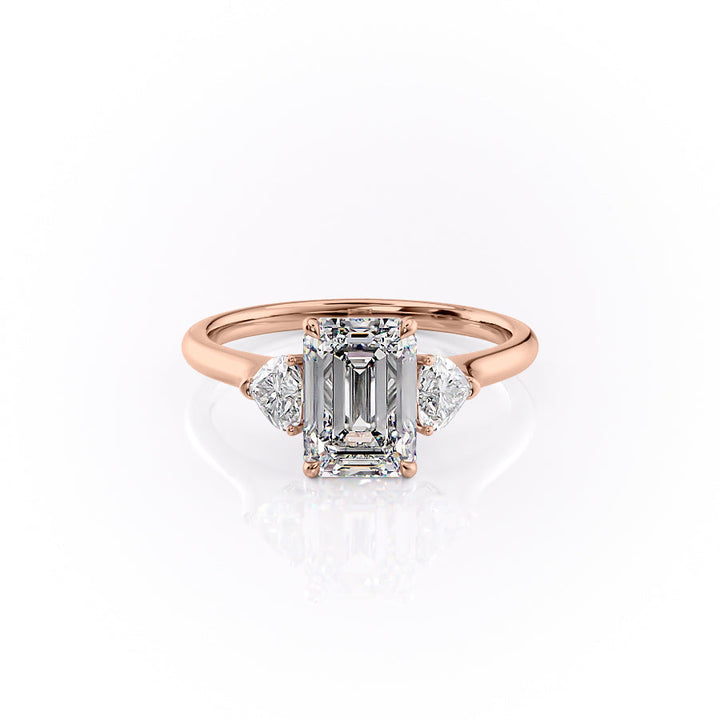 The Hearts Leona Set With Emerald Solitaire Lab Diamond 1 Carat 14K Rose#material_14k-rose