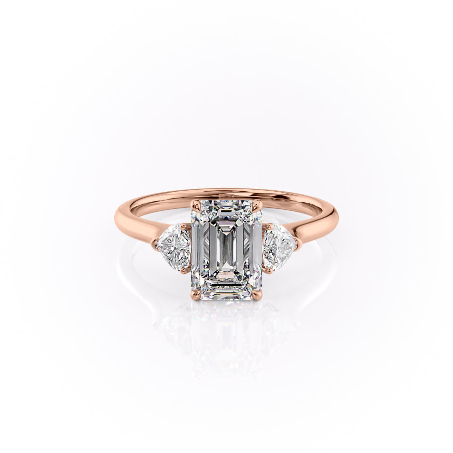 The Hearts Leona Set With Emerald Solitaire Moissanite#material_18k-rose