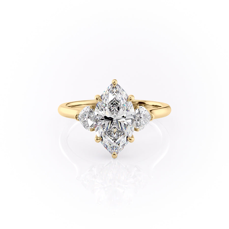 The Hearts Leona Set With Marquise Solitaire Lab Diamond 1 Carat 14K Gold#material_14k-gold