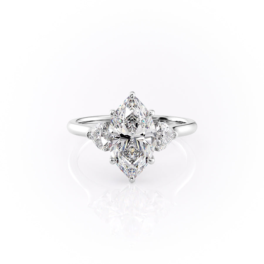 The Hearts Leona Set With Marquise Solitaire Lab Diamond 1 Carat 14K White#material_14k-white