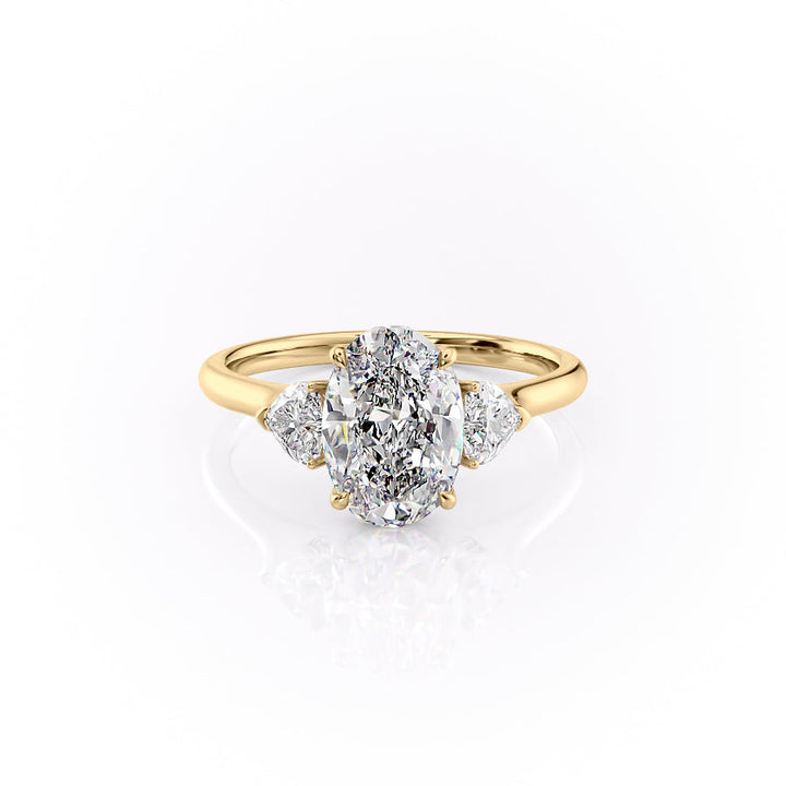 The Hearts Leona Set With Oval Solitaire Lab Diamond 1 Carat 14K Gold#material_14k-gold