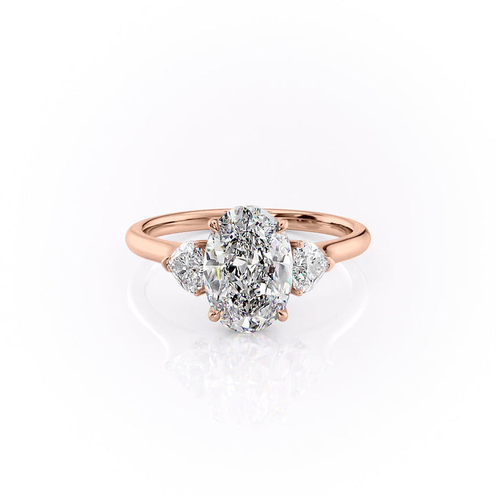 The Hearts Leona Set With Oval Solitaire Lab Diamond 1 Carat 14K Rose#material_14k-rose