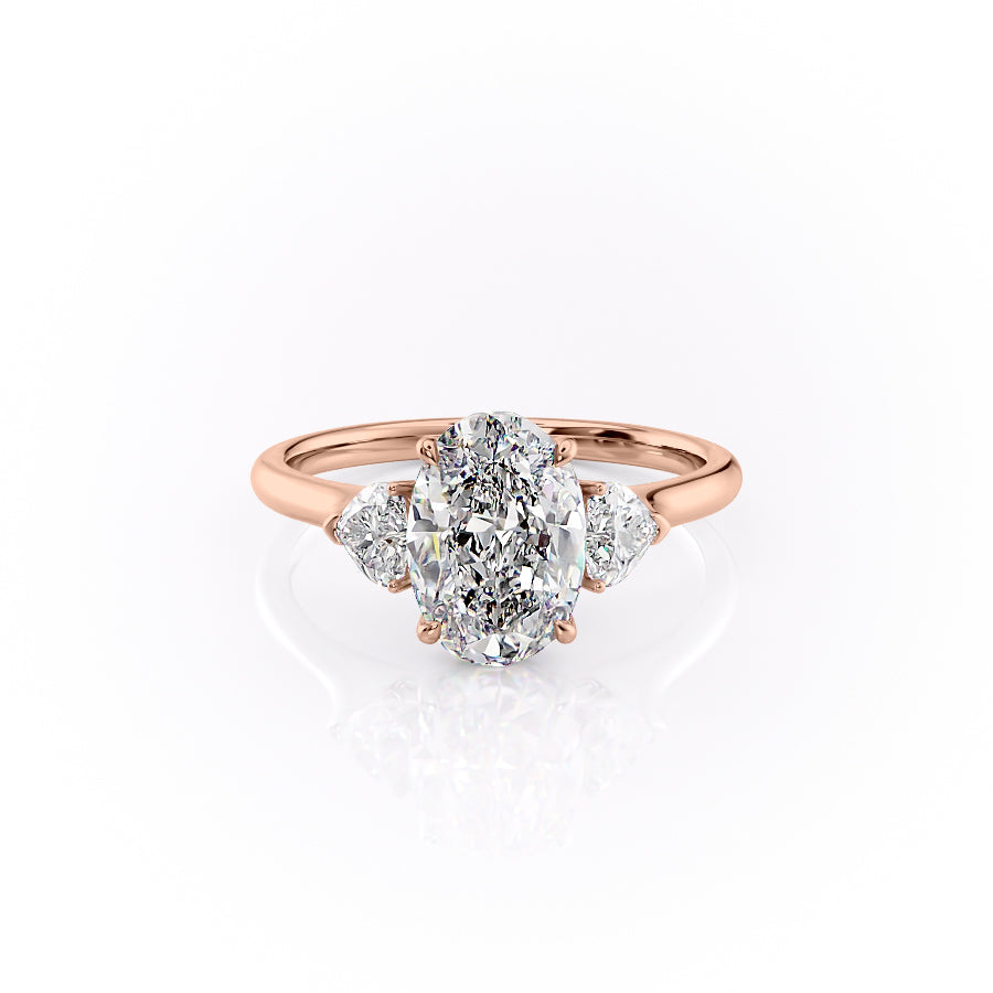 The Hearts Leona Set With Oval Solitaire Moissanite#material_14k-rose