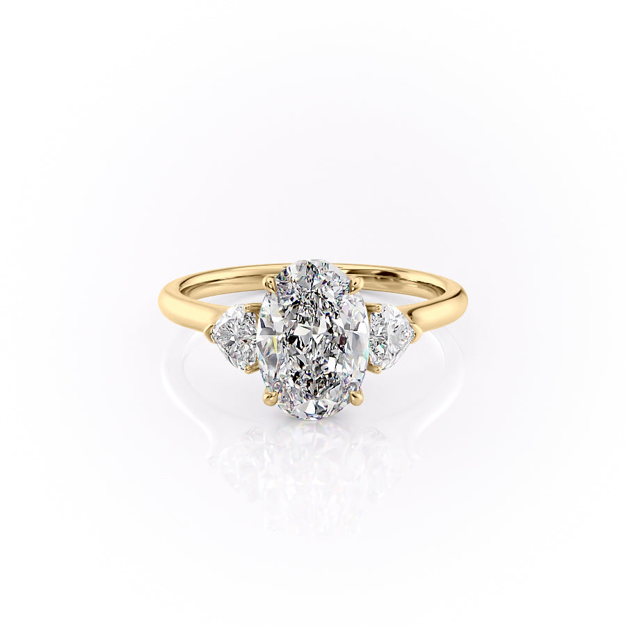 The Hearts Leona Set With Oval Solitaire Lab Diamond 1 Carat 18K Gold#material_18k-gold