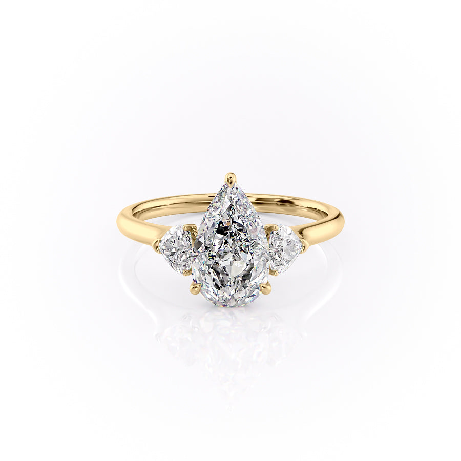 The Hearts Leona Set With Pear Solitaire Lab Diamond 1 Carat 14K Gold#material_14k-gold