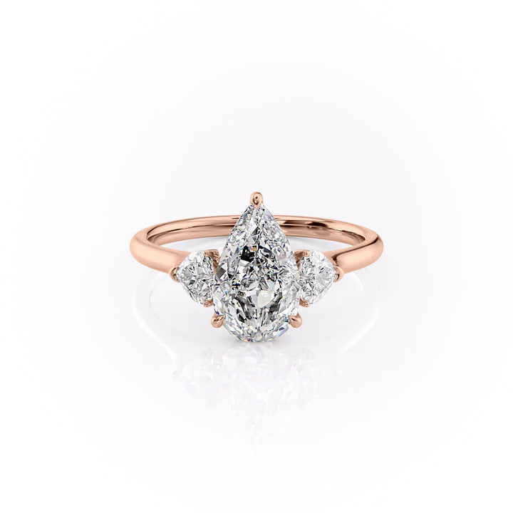 The Hearts Leona Set With Pear Solitaire Lab Diamond 1 Carat 14K Rose#material_14k-rose