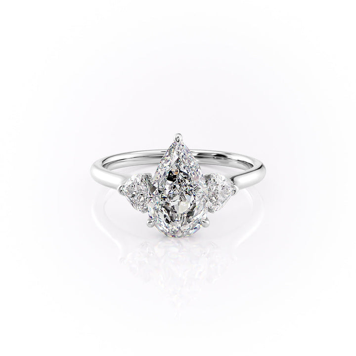 The Hearts Leona Set With Pear Solitaire Lab Diamond 1 Carat 14K White#material_14k-white