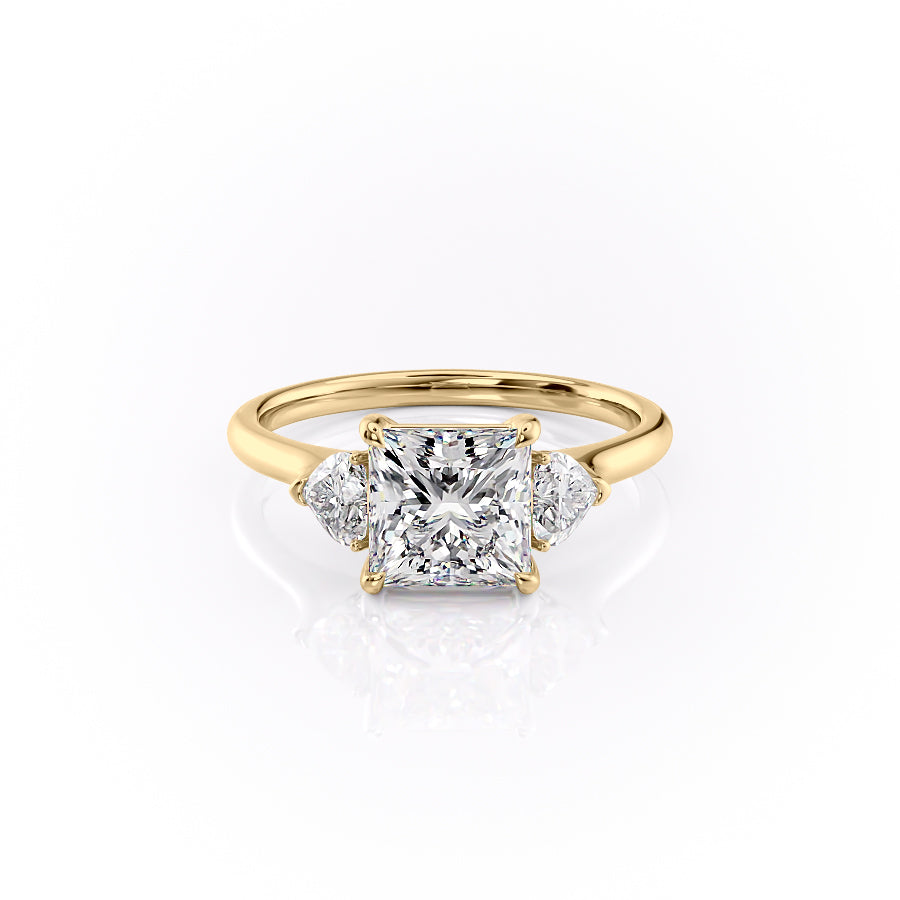 The Hearts Leona Set With Princess Solitaire Lab Diamond 1 Carat 14K Gold#material_14k-gold