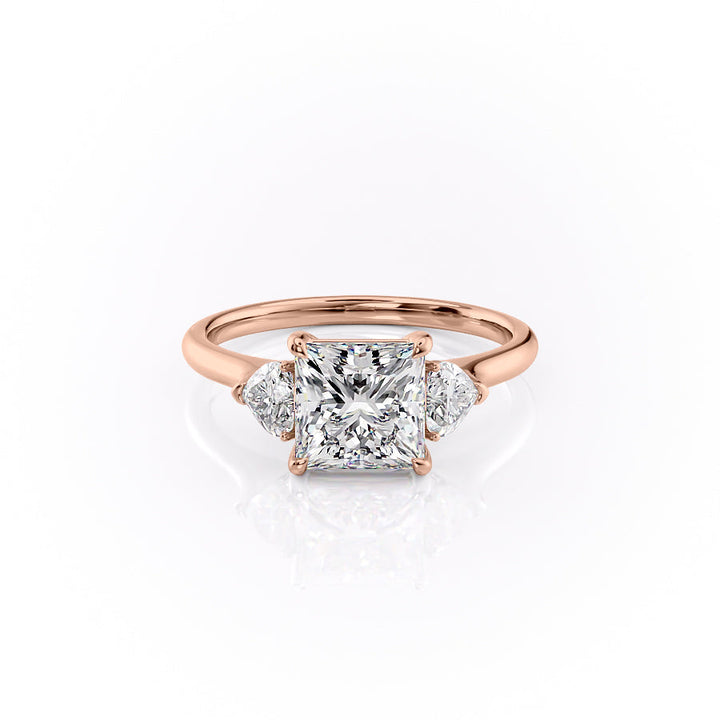 The Hearts Leona Set With Princess Solitaire Lab Diamond 1 Carat 14K Rose#material_14k-rose