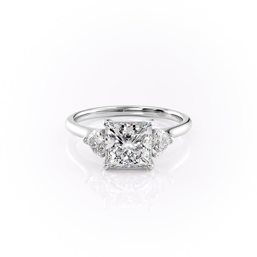 The Hearts Leona Set With Princess Solitaire Lab Diamond 1 Carat 14K White#material_14k-white