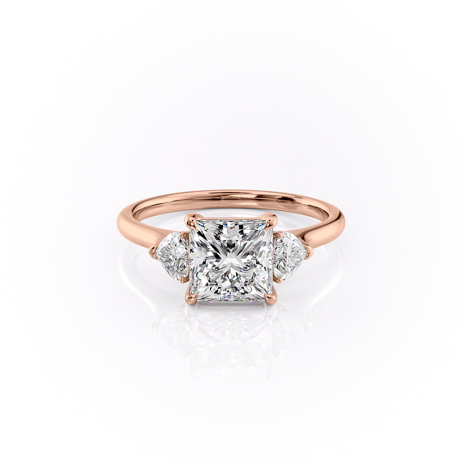 The Hearts Leona Set With Princess Solitaire Moissanite#material_18k-rose