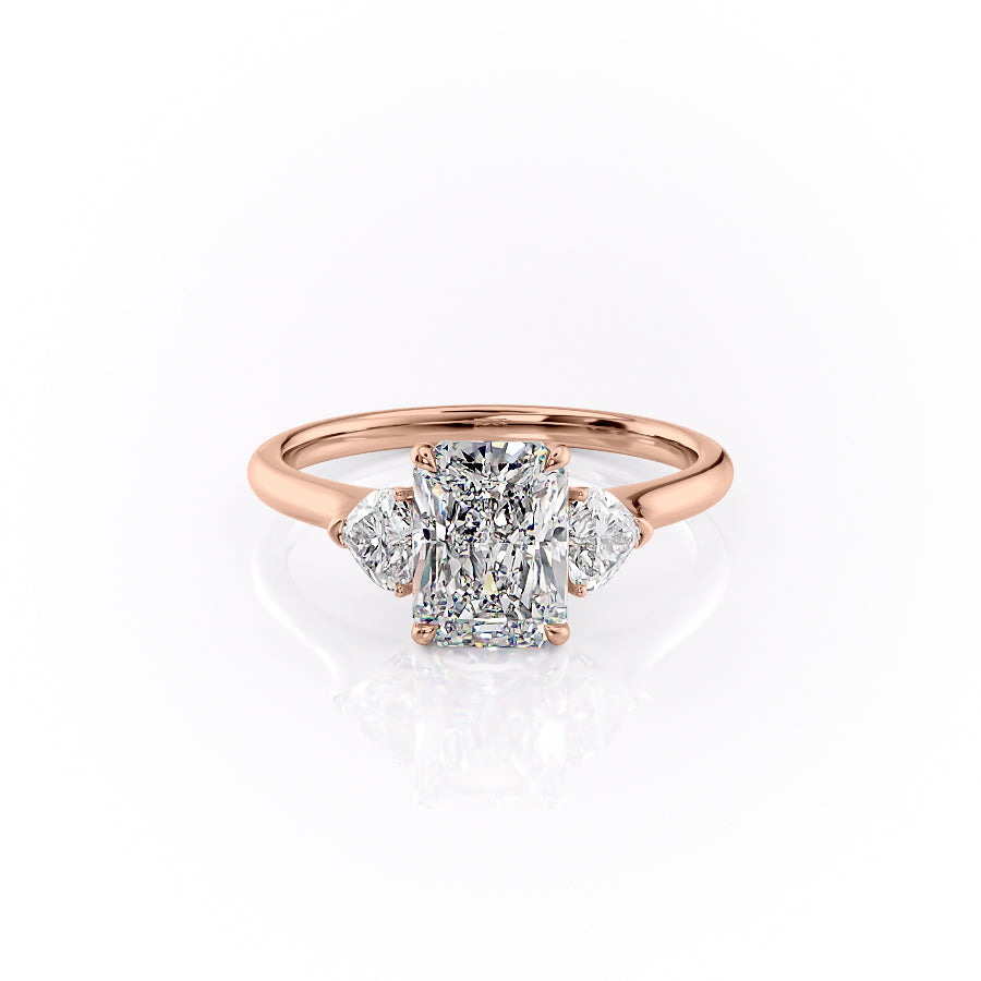 The Hearts Leona Set With Radiant Solitaire Lab Diamond 1 Carat 14K Rose#material_14k-rose