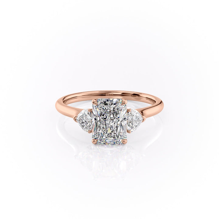 The Hearts Leona Set With Radiant Solitaire Lab Diamond 1 Carat 14K Rose#material_14k-rose