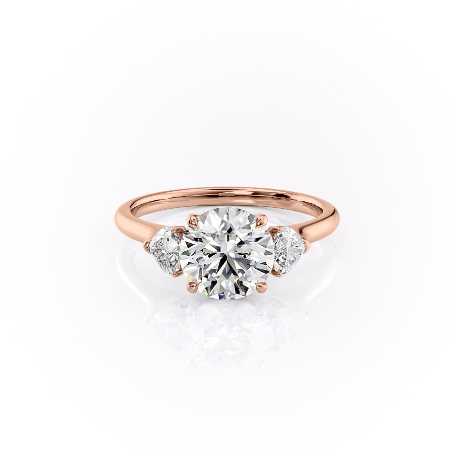 The Hearts Leona Set With Round Solitaire Lab Diamond 1 Carat 14K Rose#material_14k-rose