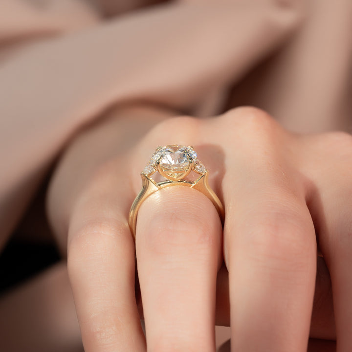 The Hearts Leona Round Lab Diamond Moissanite Engagement Ring *Shown with 3 ct #material_gold