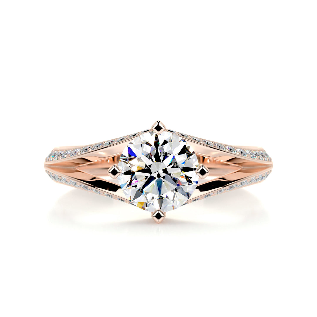 The Heather Moissanite & Diamonds Ring Moissanite 14K Rose 1 Carat Round#material_14k-rose