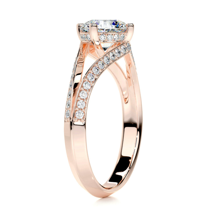 The Heather Moissanite & Diamonds Ring Moissanite 14K Rose 2 Carat Round#material_14k-rose