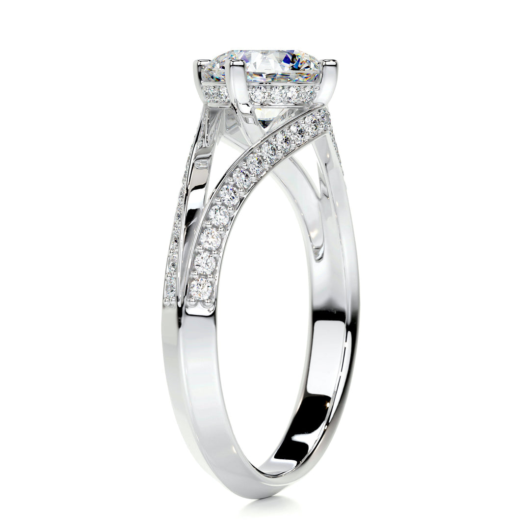 The Heather Moissanite & Diamonds Ring Moissanite 14K White 2 Carat Round#material_14k-white