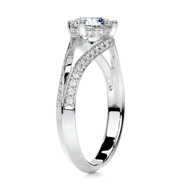 The Heather Moissanite & Diamonds Ring Moissanite 18K White 2 Carat Round#material_18k-white